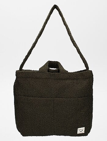 Saco para mudar a fralda efeito lã de carneiro + tapete para mudar a fralda nómada