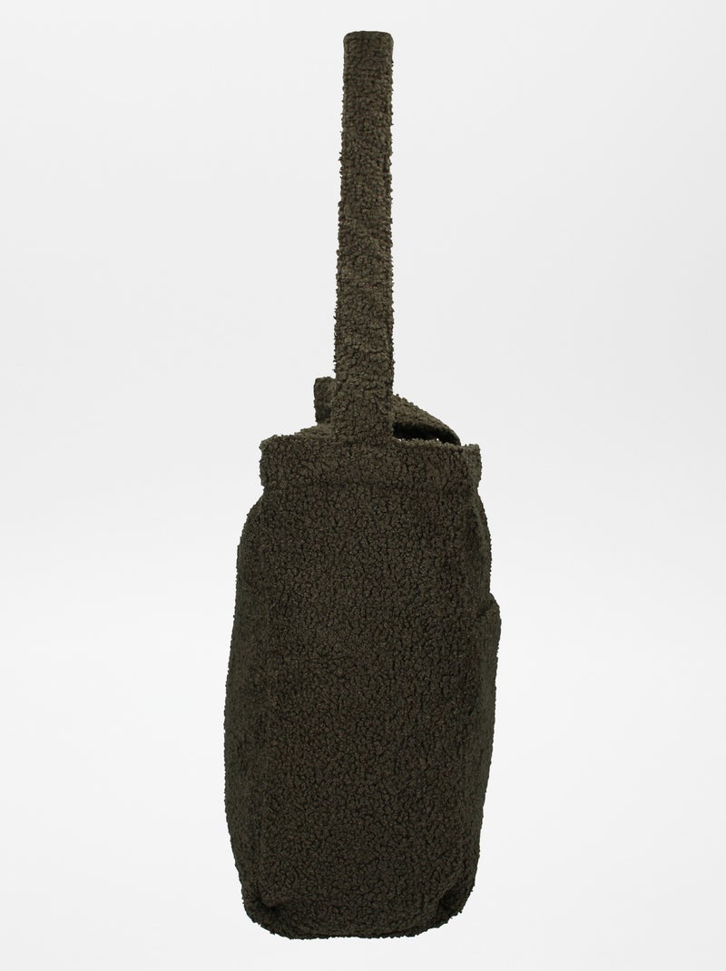 Saco para mudar a fralda efeito lã de carneiro + tapete para mudar a fralda nómada CAQUI - Kiabi