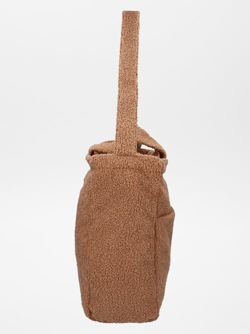 Saco para mudar a fralda efeito lã de carneiro + tapete para mudar a fralda nómada - Kiabi