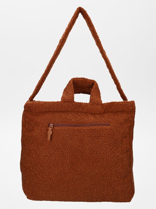 Saco para mudar a fralda efeito lã de carneiro + tapete para mudar a fralda nómada - Kiabi