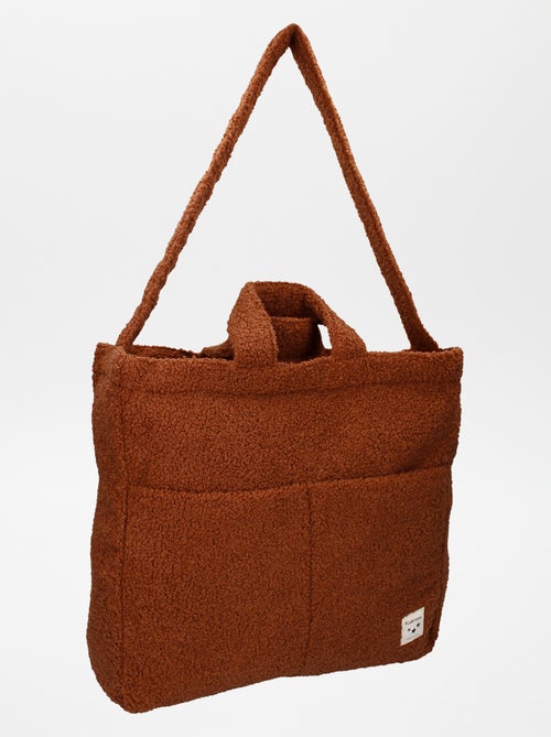 Saco para mudar a fralda efeito lã de carneiro + tapete para mudar a fralda nómada - Kiabi