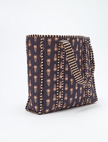 Saco tote acolchoado com padrão indiano