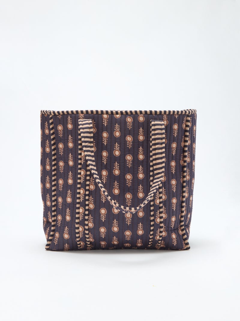 Saco shopper acolchoado com padrão de flores Violeta - Kiabi