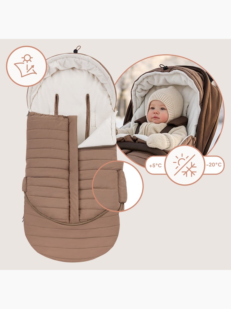 Saco térmico para carrinho de bebé LIONELO Oli – Universal – Impermeável – +5 a –20 °C – Filtro UV Bege - Kiabi