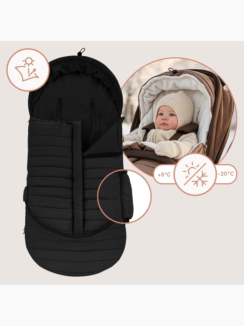Saco térmico para carrinho de bebé LIONELO Oli – Universal – Impermeável – +5 a –20 °C – Filtro UV Preto - Kiabi