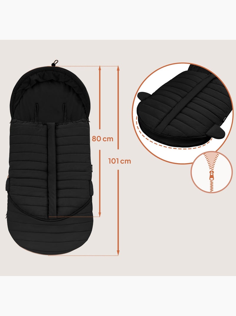 Saco térmico para carrinho de bebé LIONELO Oli – Universal – Impermeável – +5 a –20 °C – Filtro UV Preto - Kiabi