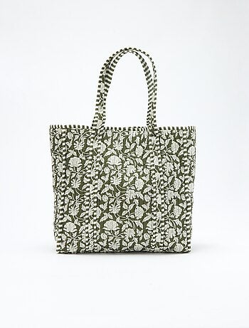 Saco tote acolchoado com padrão indiano