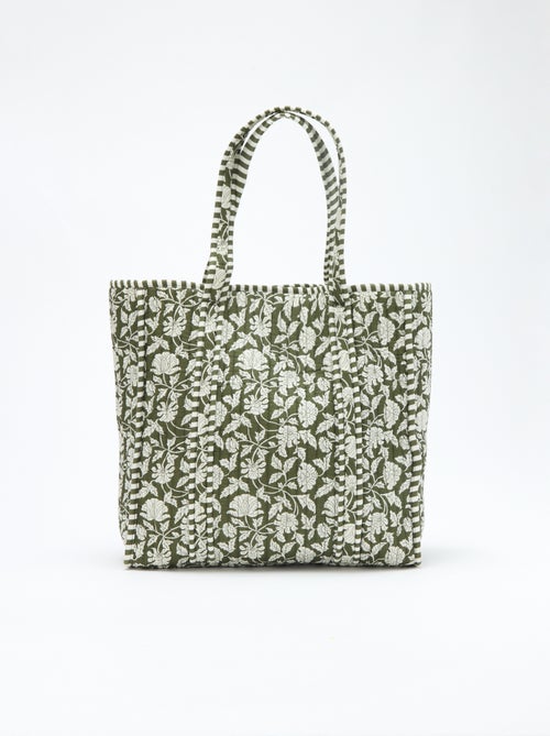 Saco tote acolchoado com padrão de flores - Kiabi