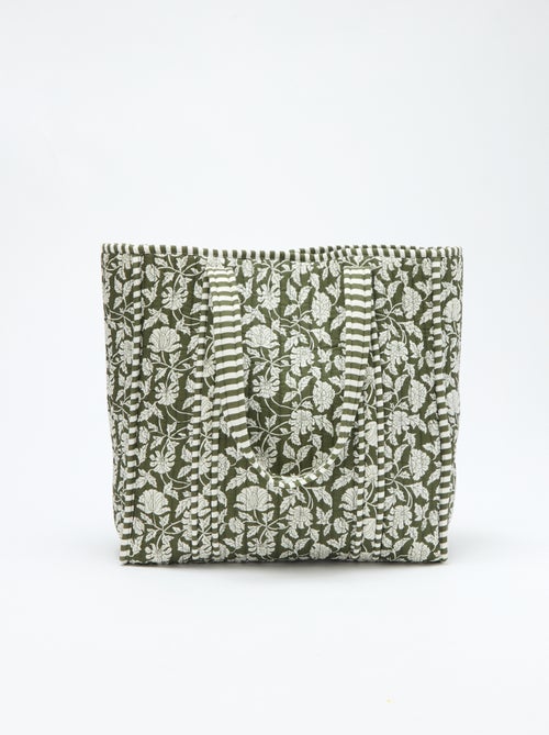 Saco tote acolchoado com padrão de flores - Kiabi