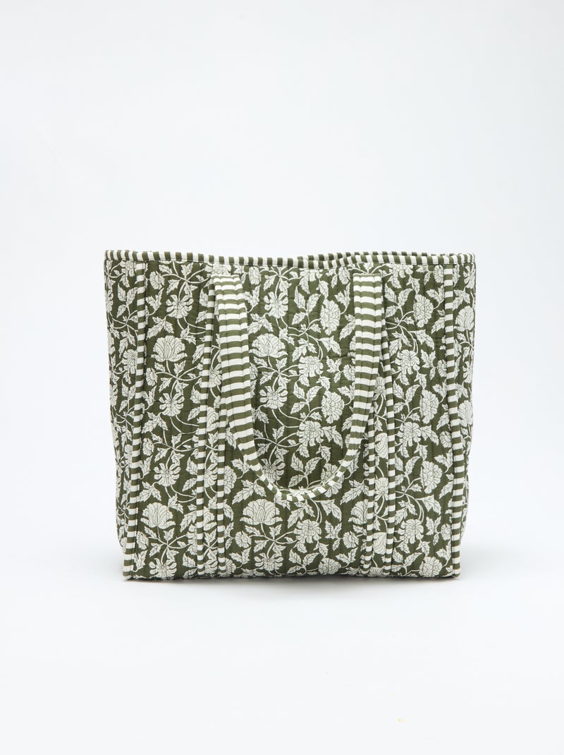 Saco tote acolchoado com padrão de flores Verde - Kiabi