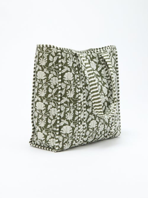 Saco tote acolchoado com padrão de flores - Kiabi