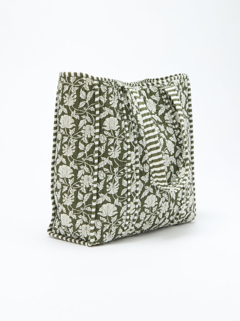 Saco tote acolchoado com padrão de flores Verde - Kiabi