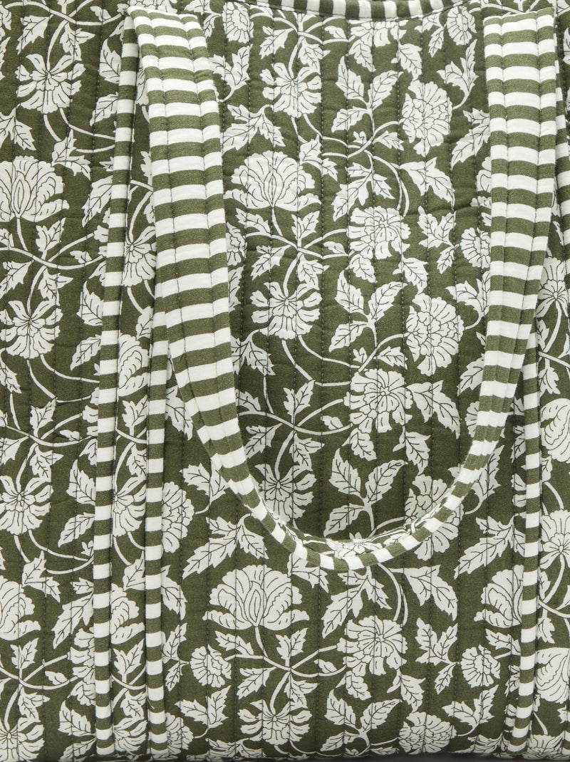 Saco tote acolchoado com padrão de flores Verde - Kiabi