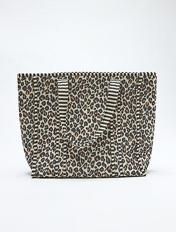Saco tote acolchoado com padrão de leopardo