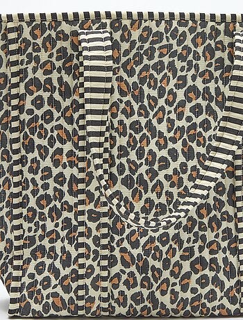 Saco tote acolchoado com padrão de leopardo