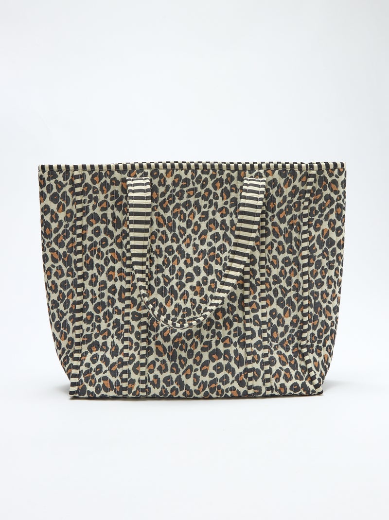 Saco tote acolchoado com padrão de leopardo Castanho - Kiabi