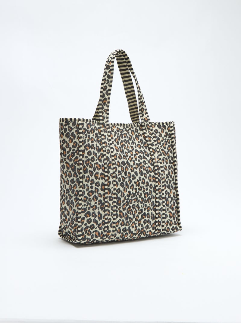 Saco tote acolchoado com padrão de leopardo Castanho - Kiabi