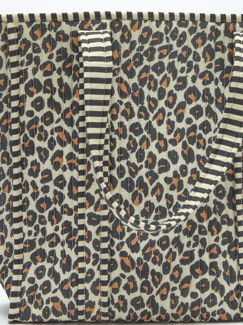 Saco tote acolchoado com padrão de leopardo Castanho - Kiabi