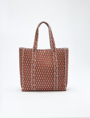 Saco tote acolchoado com padrão indiano