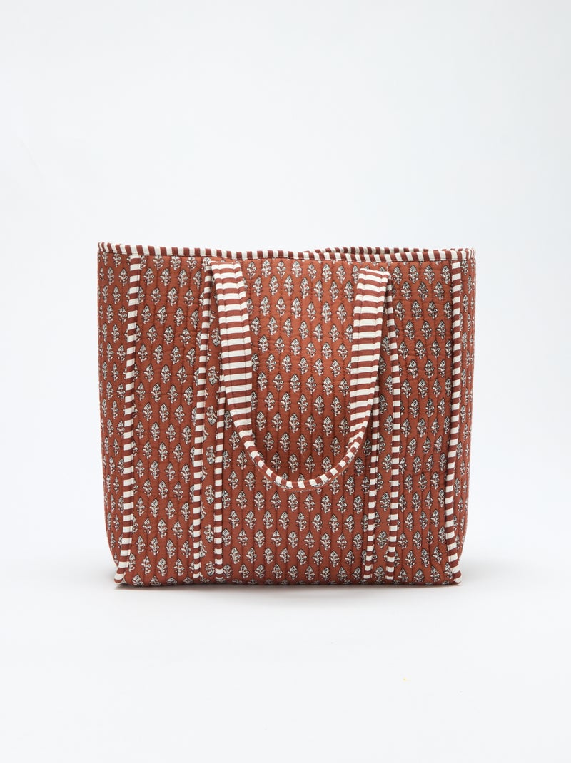Saco tote acolchoado com padrão indiano Bege - Kiabi