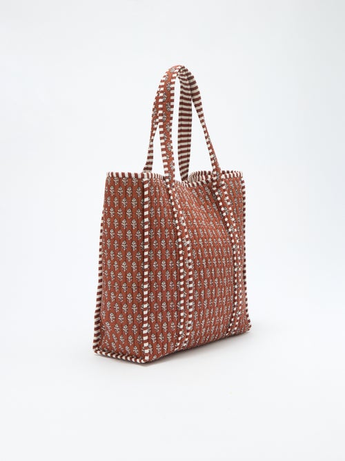 Saco tote acolchoado com padrão indiano - Kiabi