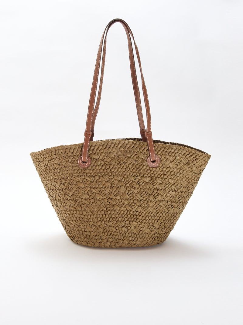 Saco tote com alças Caqui - Kiabi