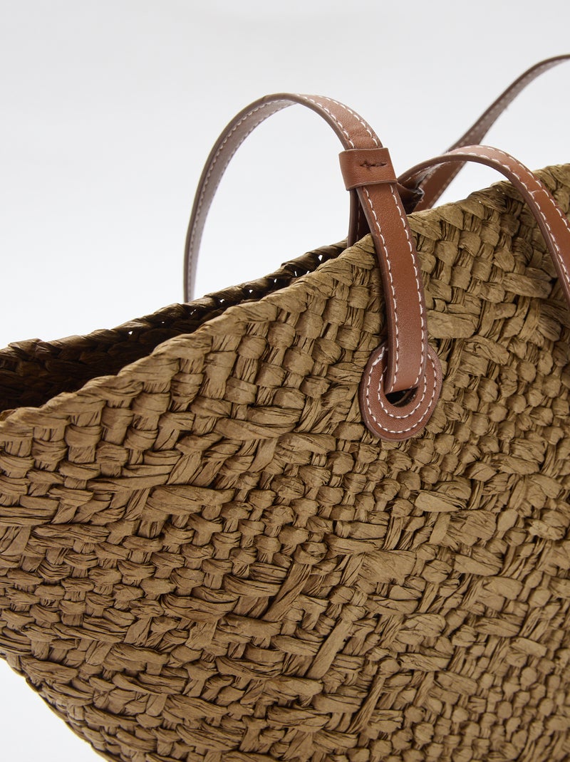 Saco tote com alças Caqui - Kiabi