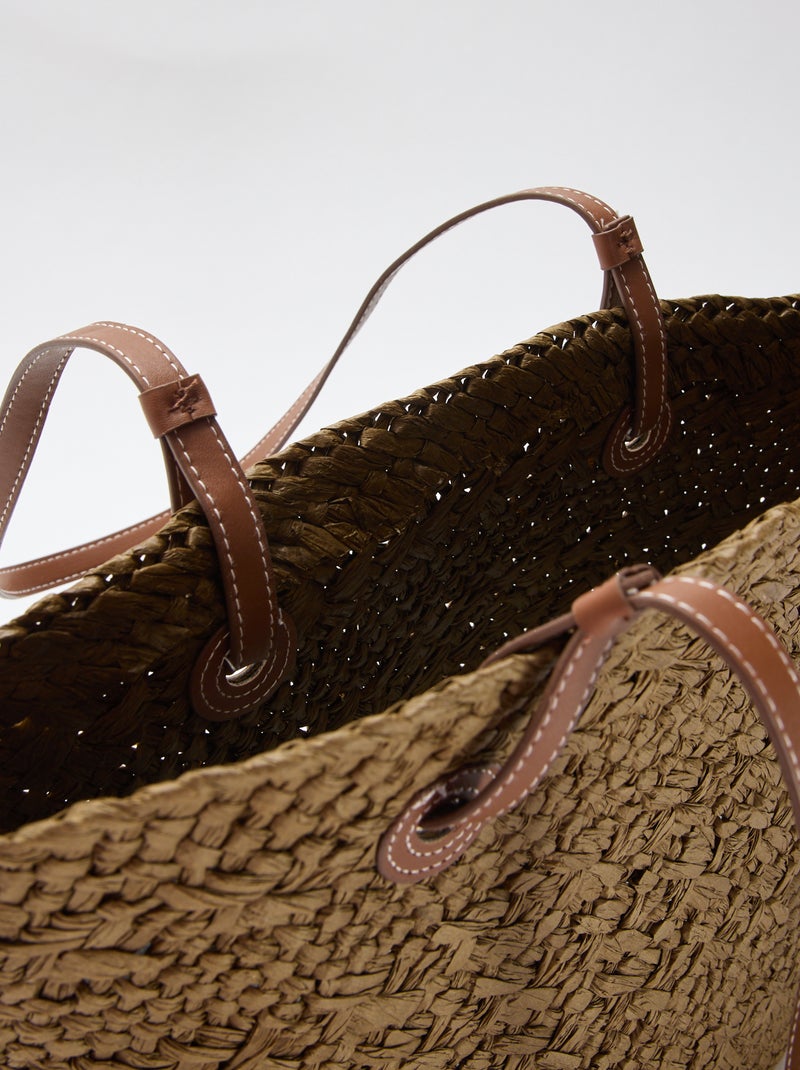 Saco tote com alças Caqui - Kiabi