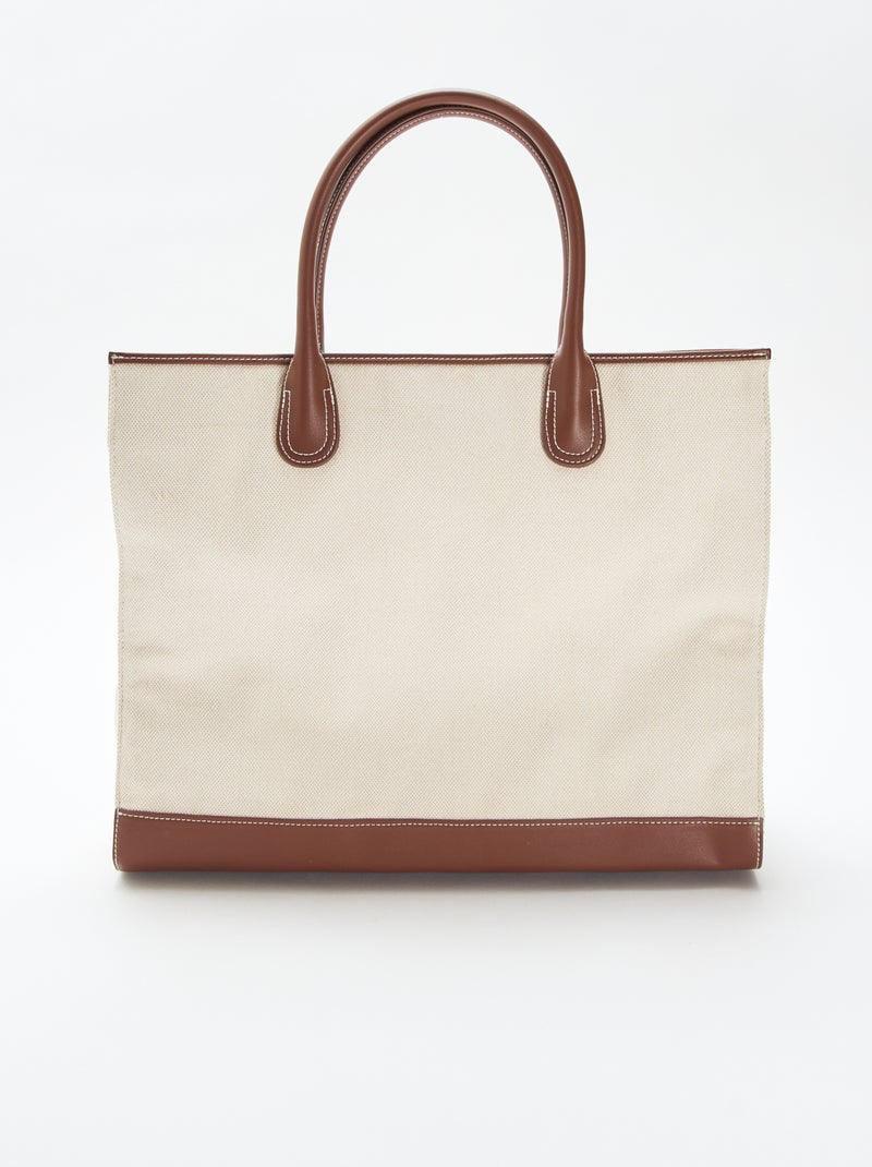 Saco tote em lona Bege - Kiabi