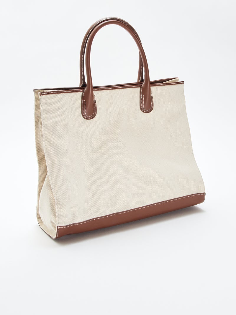 Saco tote em lona Bege - Kiabi