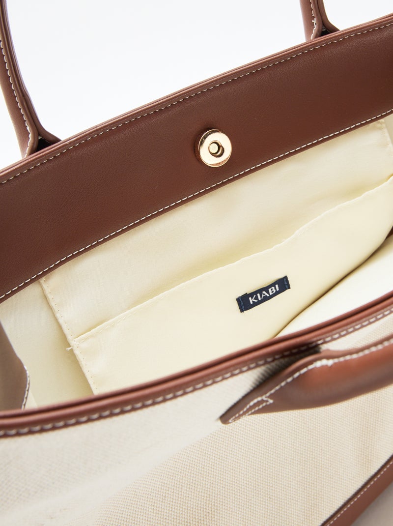 Saco tote em lona Bege - Kiabi