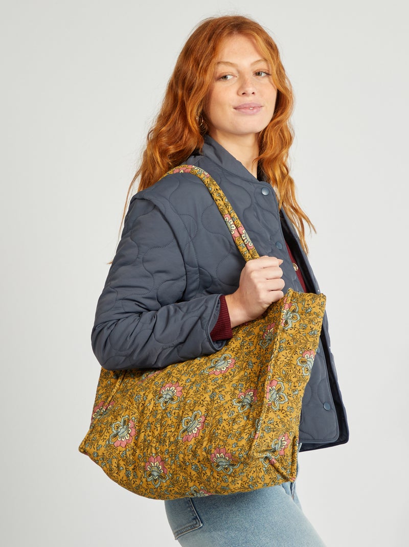 Sacola acolchoada estampada amarelo - Kiabi