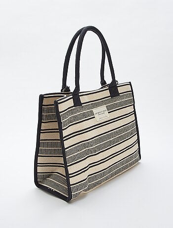 Sacola com estampado às riscas