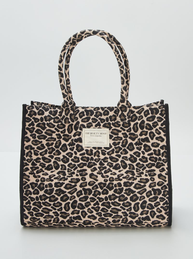 Sacola com estampado 'leopardo' CASTANHO - Kiabi