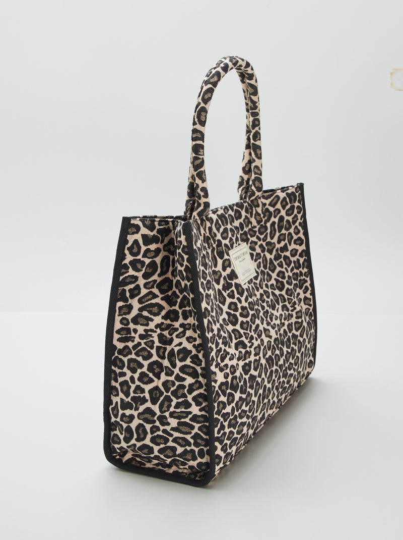 Sacola com estampado 'leopardo' CASTANHO - Kiabi