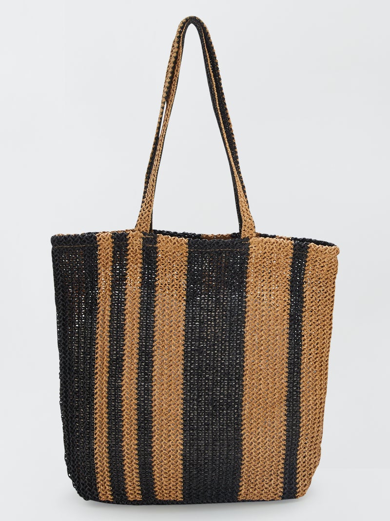 Sacola de palha com riscas PRETO - Kiabi
