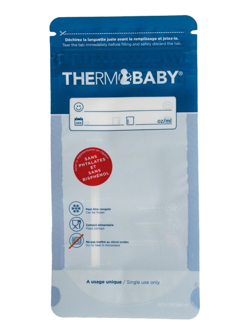 Sacos para armazenamento de leite materno thermobaby pré-esterilizados 180 ml Branco - Kiabi