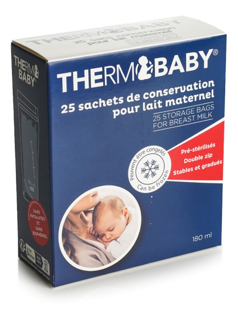 Sacos para armazenamento de leite materno thermobaby pré-esterilizados 180 ml Branco - Kiabi