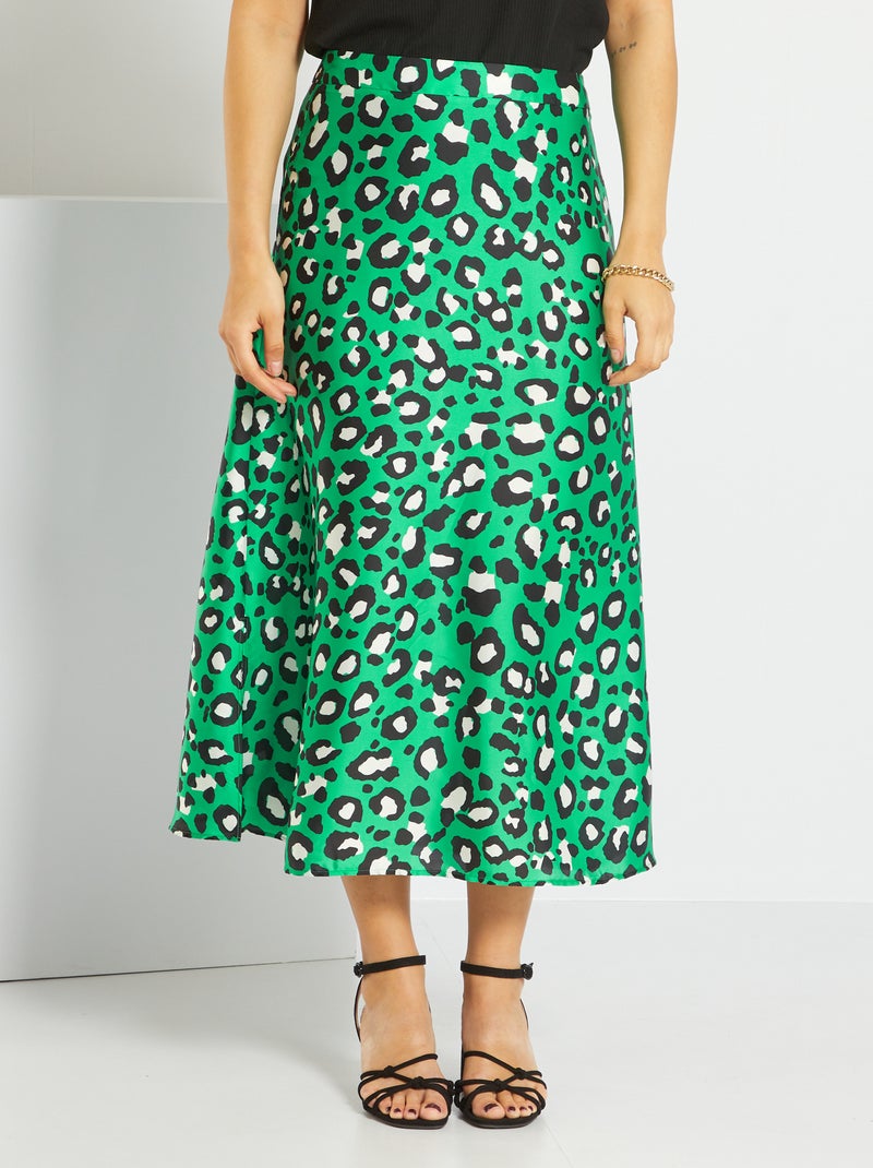 Saia acetinada 'leopardo' VERDE - Kiabi