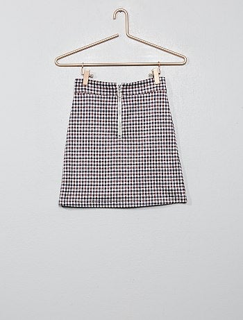 Menina 10-18 anos - Saia aos quadrados vichy - Kiabi