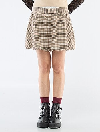 Saia Balão com Estampado de Xadrez