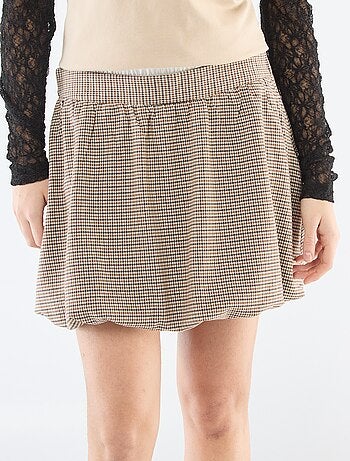 Saia Balão com Estampado de Xadrez