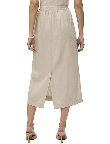 Saia Bege Vero Moda Mymilo de Cintura Alta para Mulher