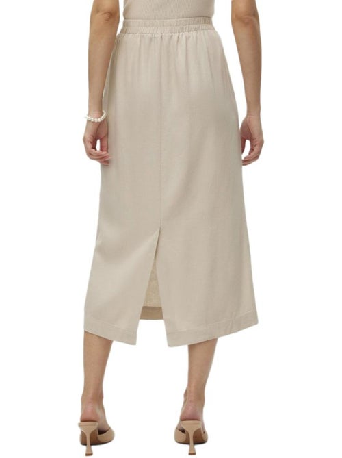 Saia Bege Vero Moda Mymilo de Cintura Alta para Mulher - Kiabi Saia Bege Vero Moda Mymilo de Cintura Alta para Mulher - Kiabi