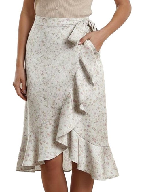 Saia Branca com Padrão Floral Vero Moda Smilla para Mulher - Kiabi Saia Branca com Padrão Floral Vero Moda Smilla para Mulher - Kiabi
