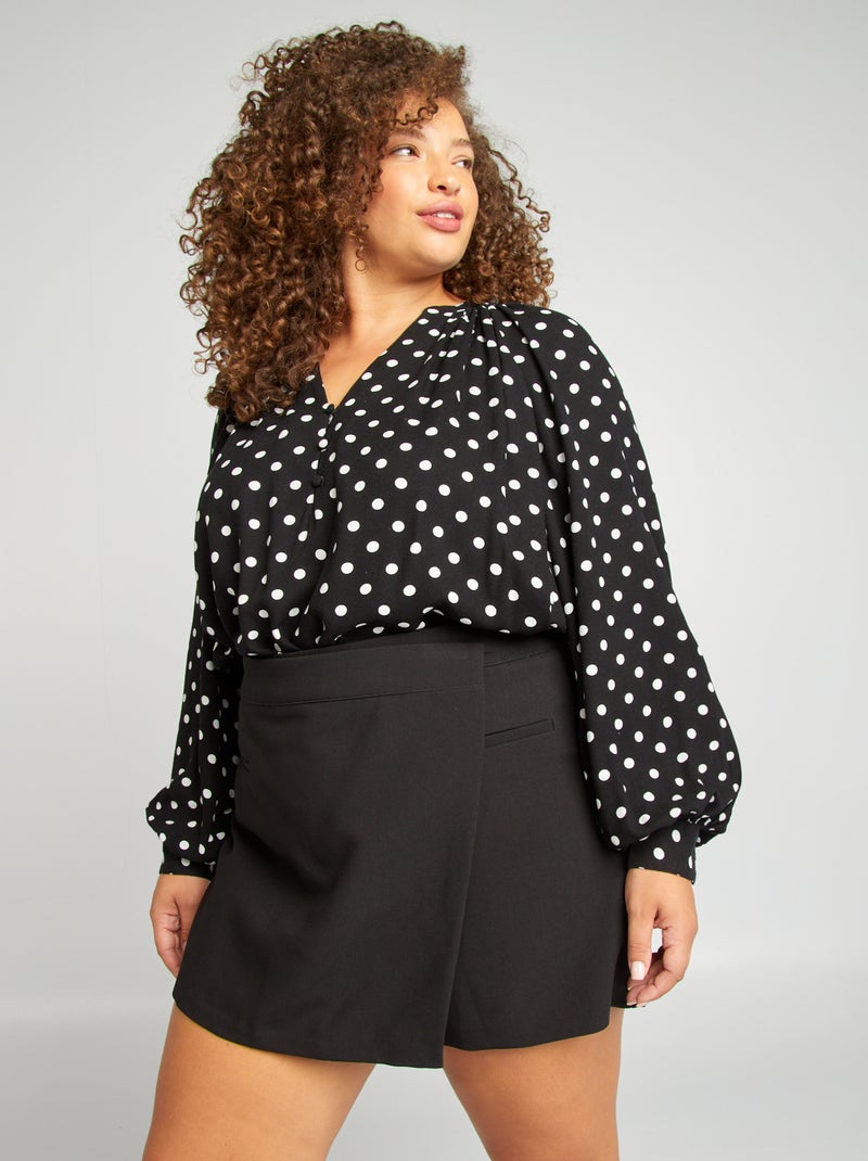 Saia-calça com cintura subida Preto - Kiabi