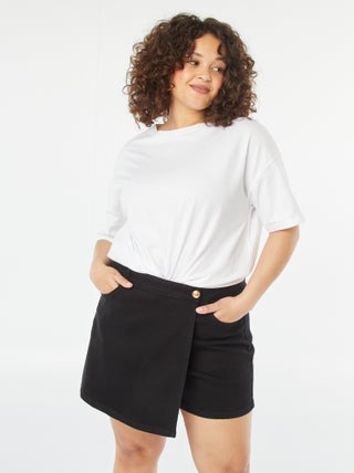 Saia-calça de ganga com bolsos