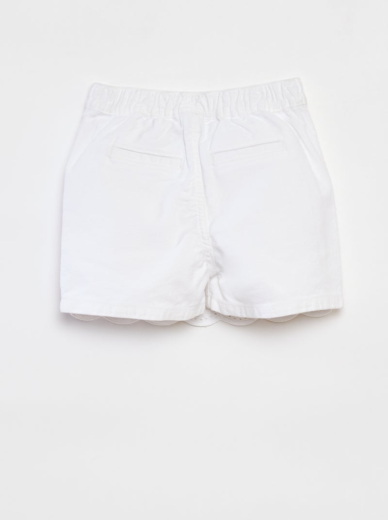 Saia-calça de ganga com bordado inglês Branco - Kiabi