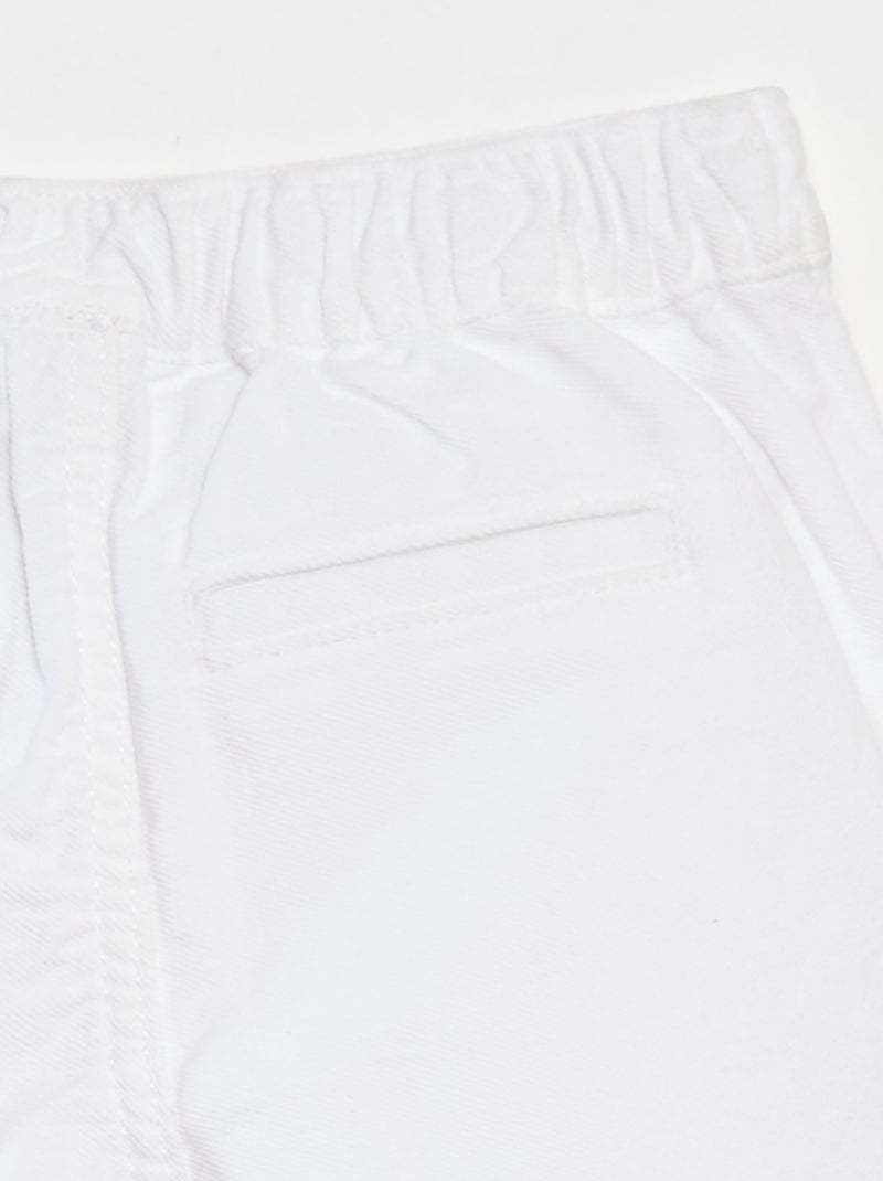 Saia-calça de ganga com bordado inglês Branco - Kiabi