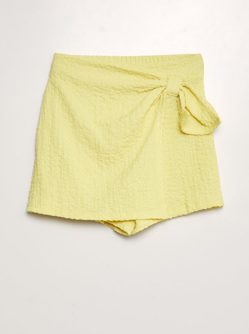 Saia-calça de malha gofrada Amarelo - Kiabi